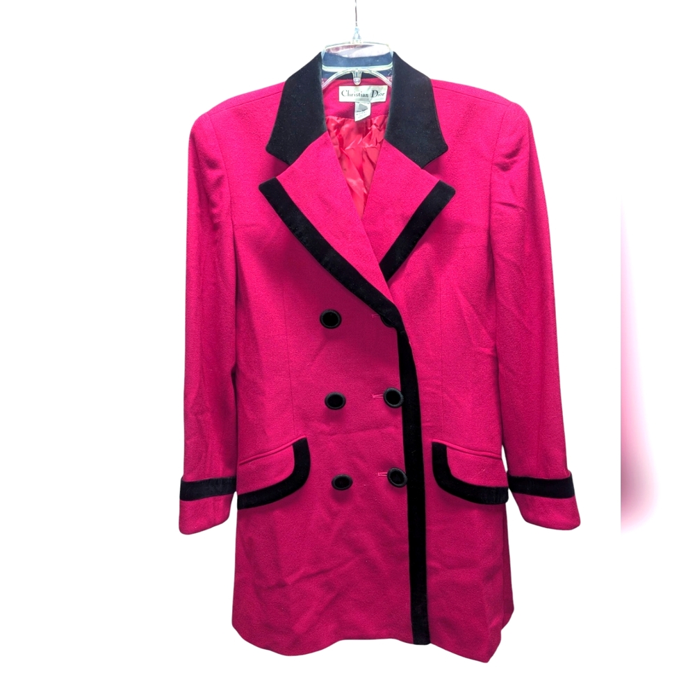 Vintage Christian Dior Pink Blazer with Velvet trim